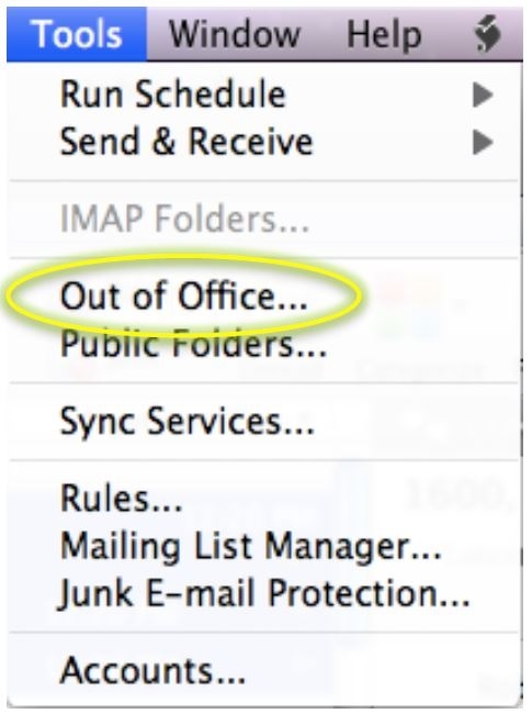 how to set out of office on mac